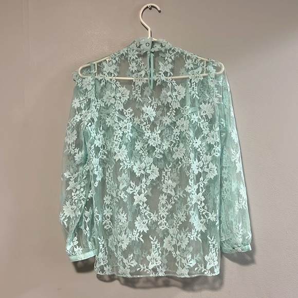 Claudie Pierlot Lace Ruffle Blouse - Mint Green - Picture 4 of 4